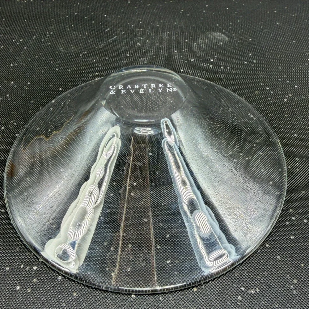 Crabtree & Evelyn Clear Glass Flared Vanity Dish Trinket Bowl 6 Inch Container